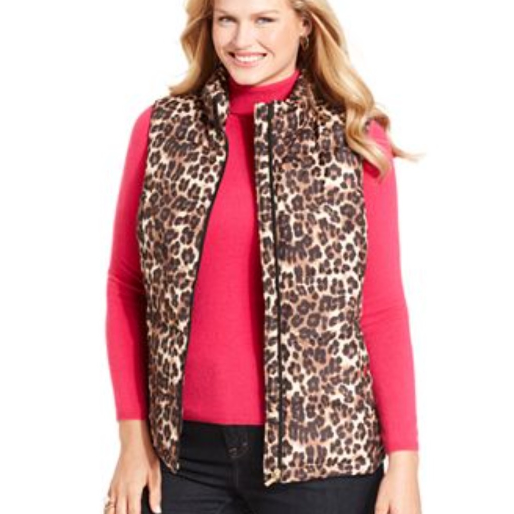 Charter Club leopard puffer vest